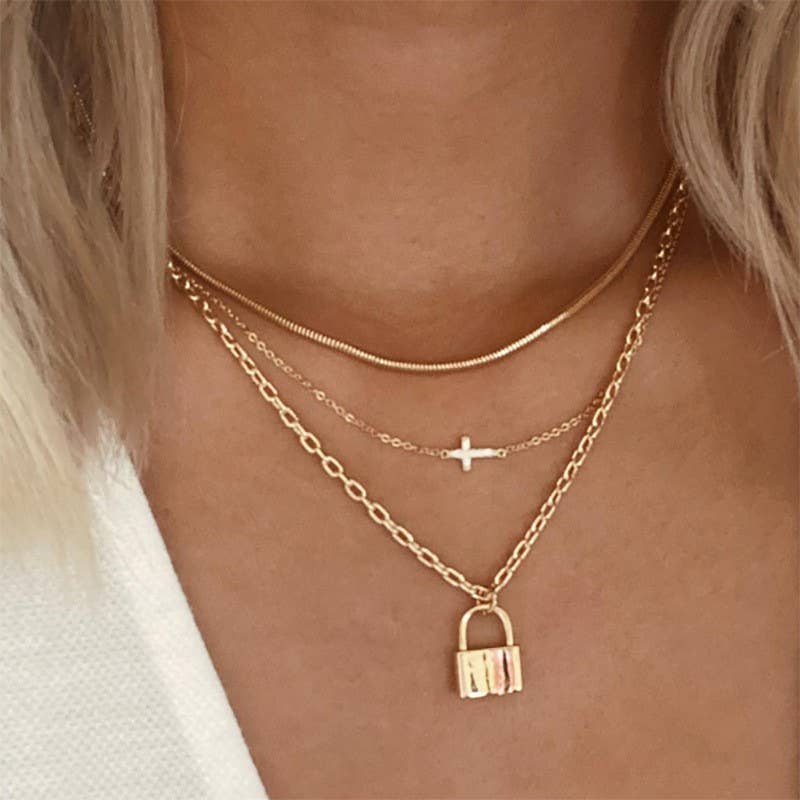 18K STAINLESS STEEL LOCK NECKLACE
