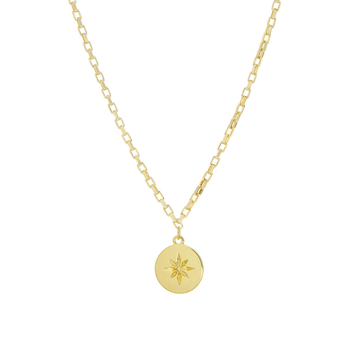 Compass coin charm necklace