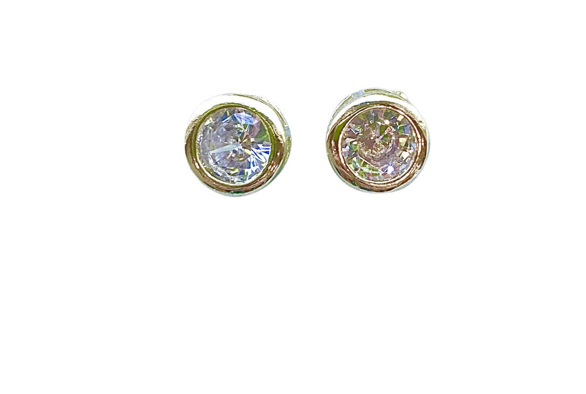 Bezel Stud Earrings