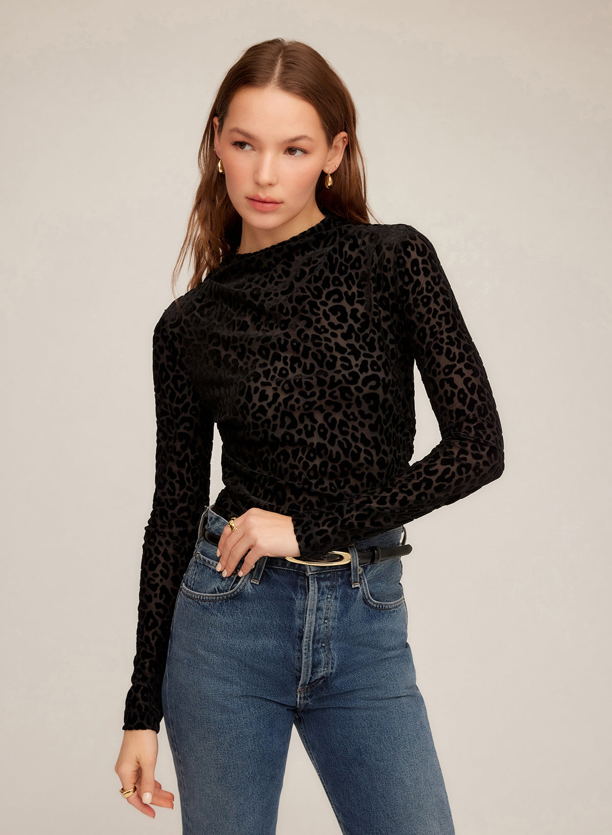 Khami Velvet Burnout Shirred Top