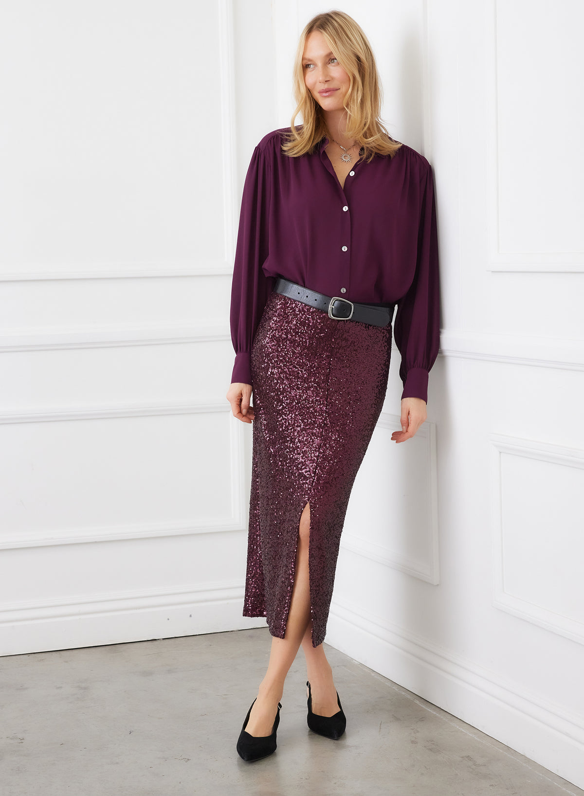 Sequin Midi Skirt