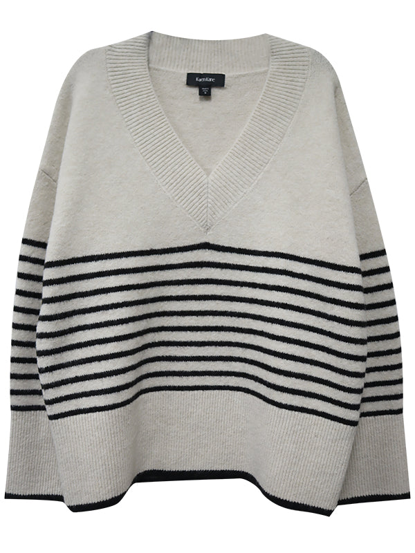 Stripe V Neck Sweater