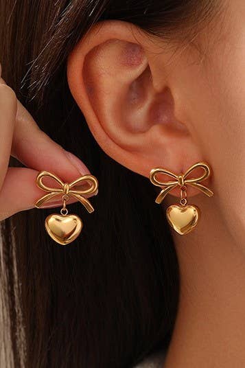 18K STAINLESS STEEL HEART EARRINGS