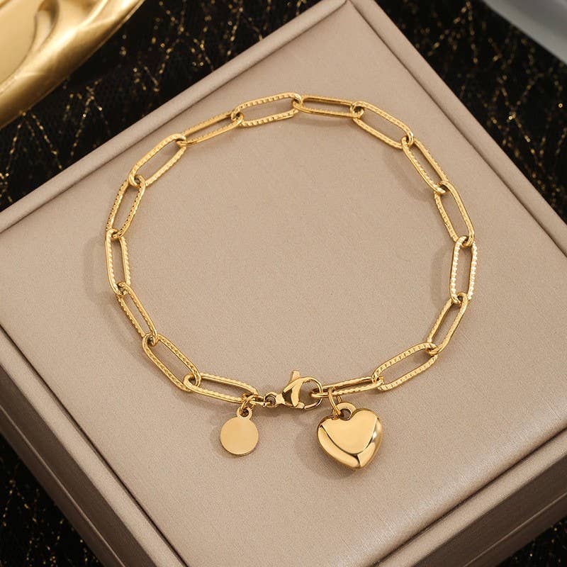 18K STAINLESS STEEL HEART BRACELET