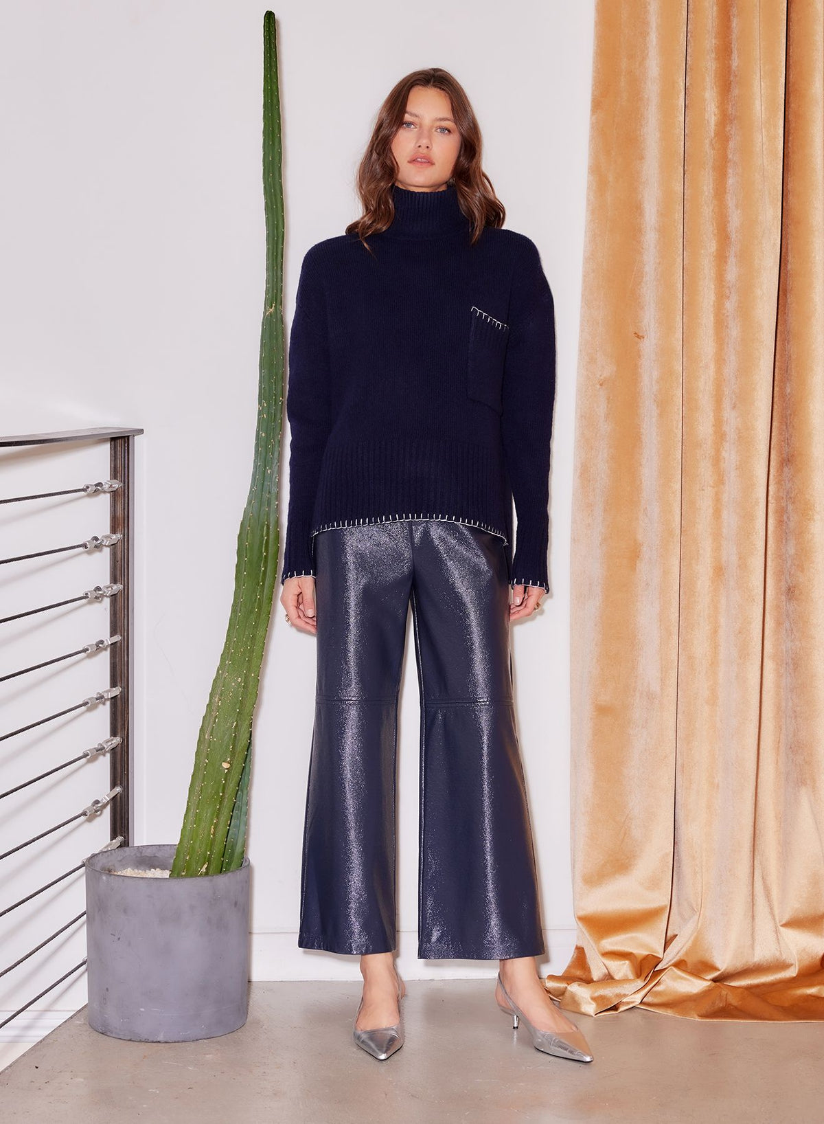 Faux Patent Leather Pants