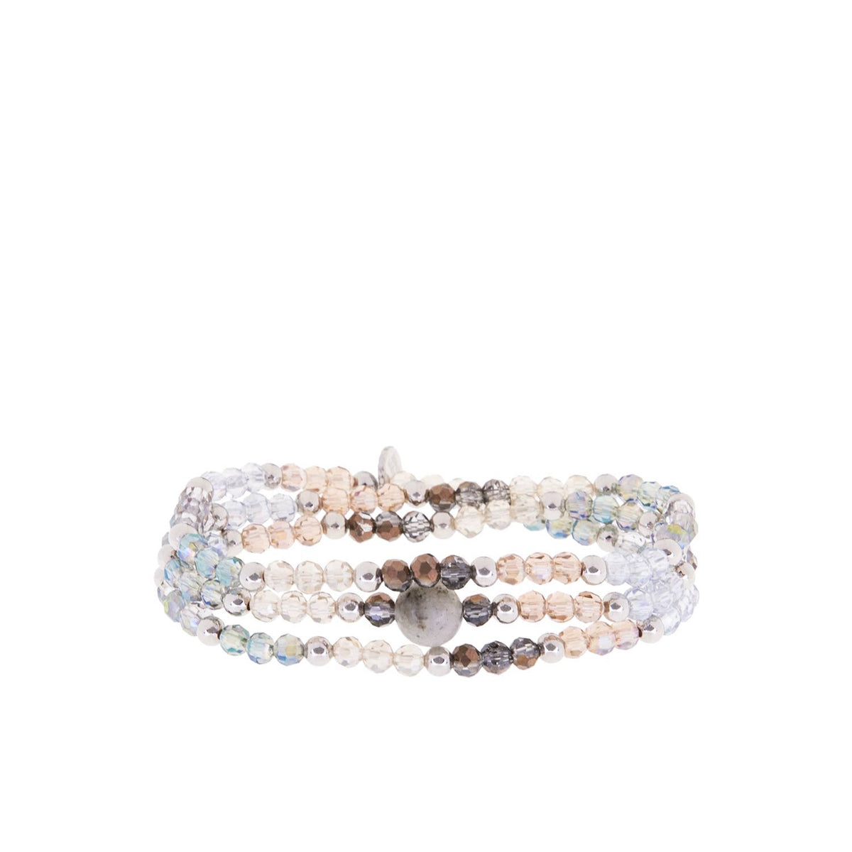 Crystal/metal ball beaded stretch wrap bracelet