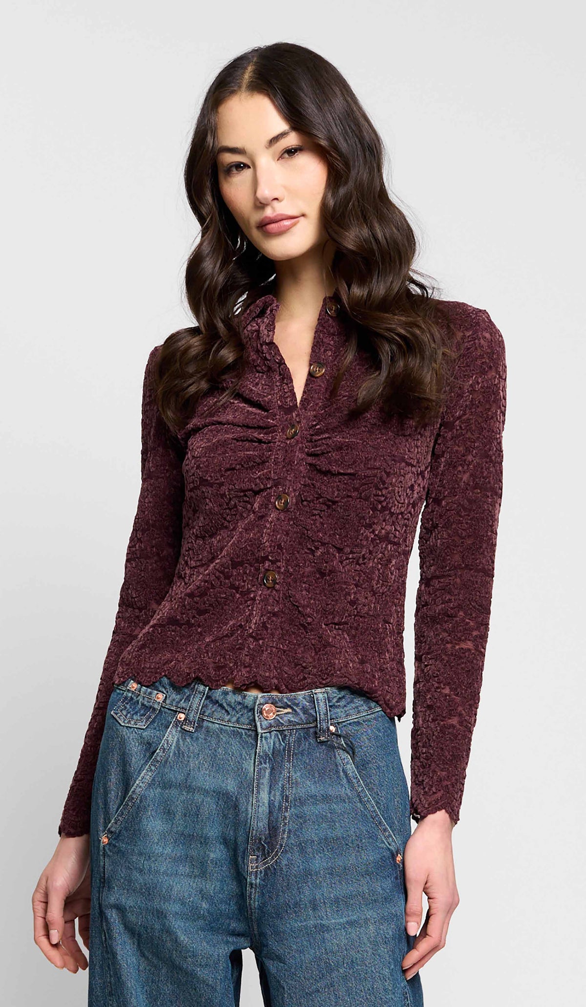 TESSA STRETCH LACE BUTTONDOWN