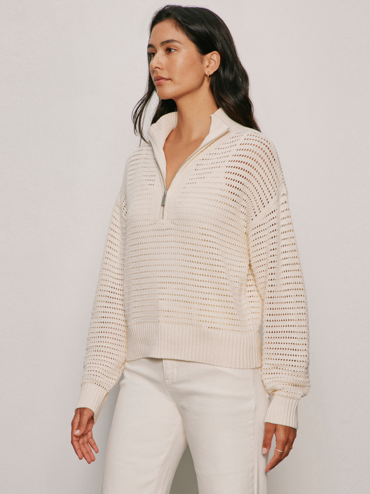 OPEN KNIT 1/2 ZIP SWEATER