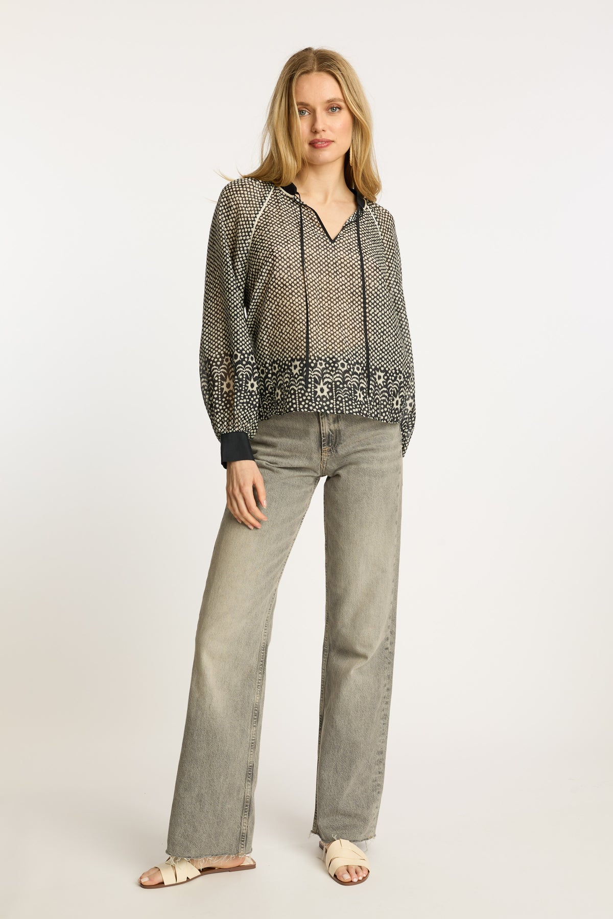 Sophie Top in Indigo Dot