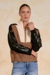 Colorblock Leather 1/4 Zip