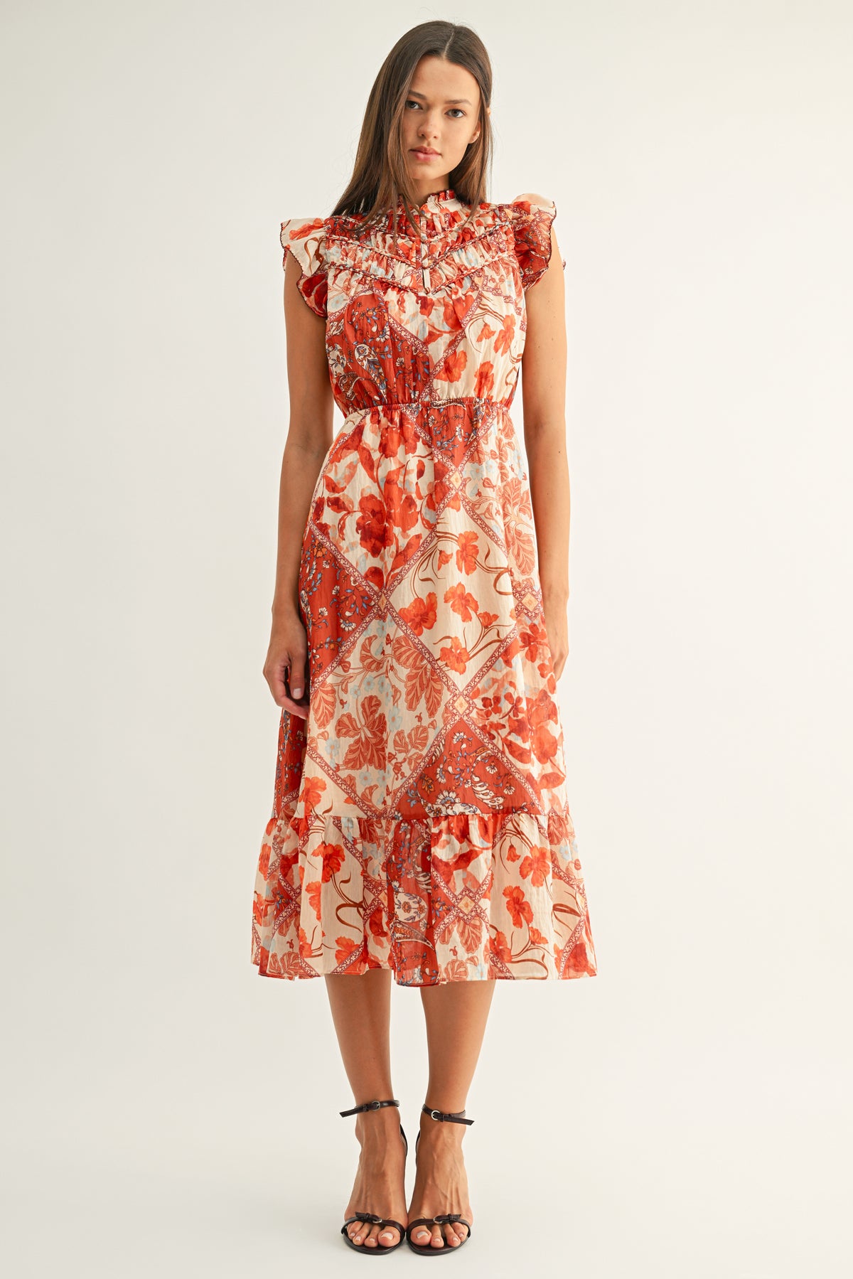 Grayson Flutter Sleeves Midi Dress