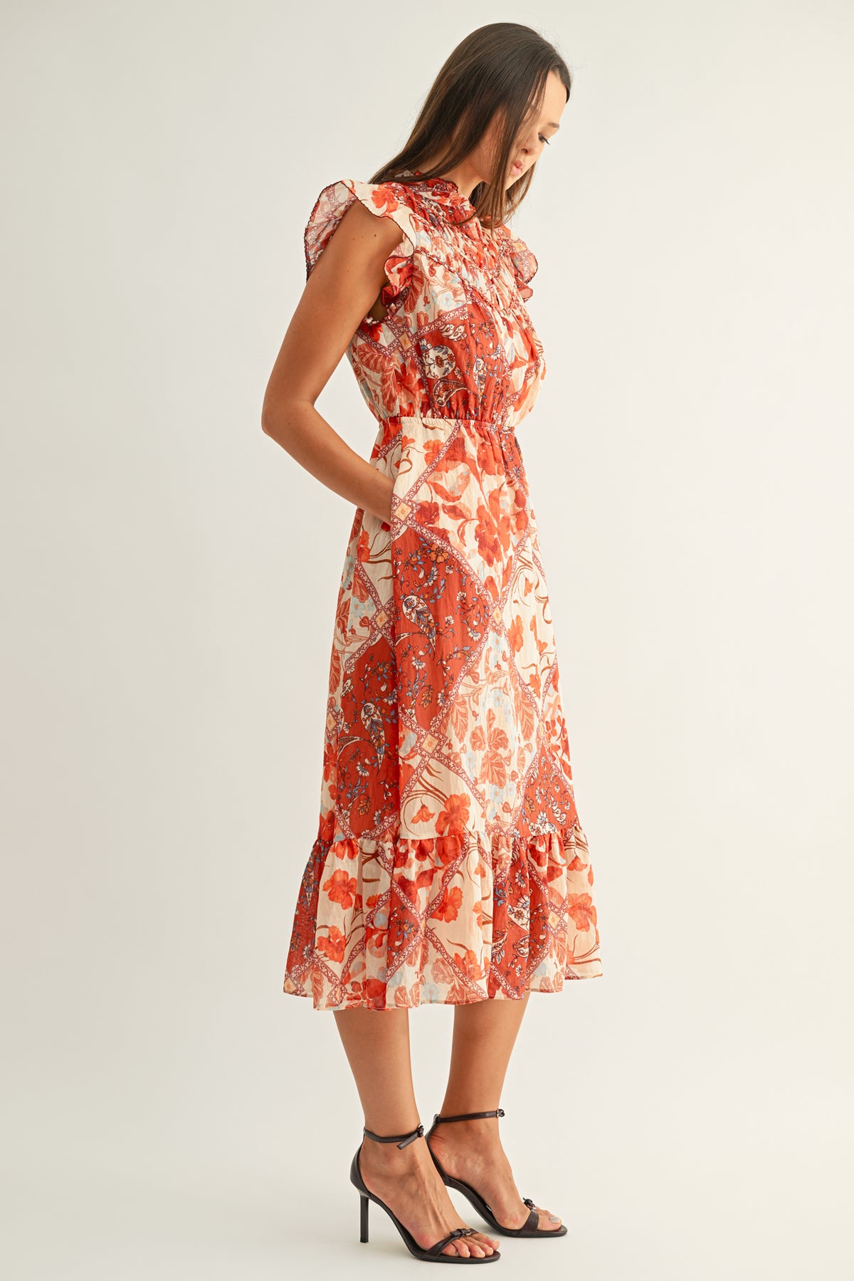 Grayson Flutter Sleeves Midi Dress