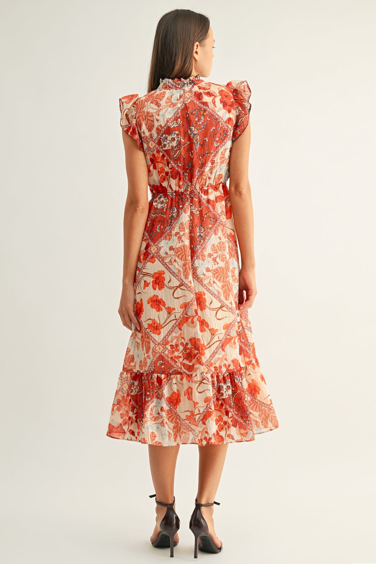 Grayson Flutter Sleeves Midi Dress