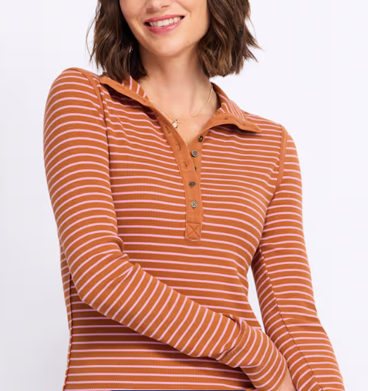 Lake Henley stripe/cinnamon combo