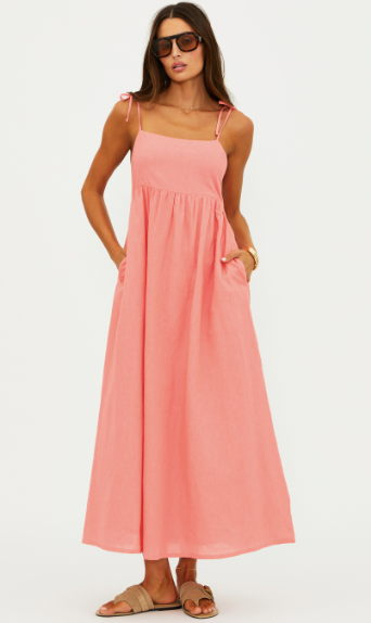 Valory Maxi Dress Coral Sea Linen