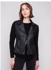 Vintage Faux leather jacket with knit sleeves