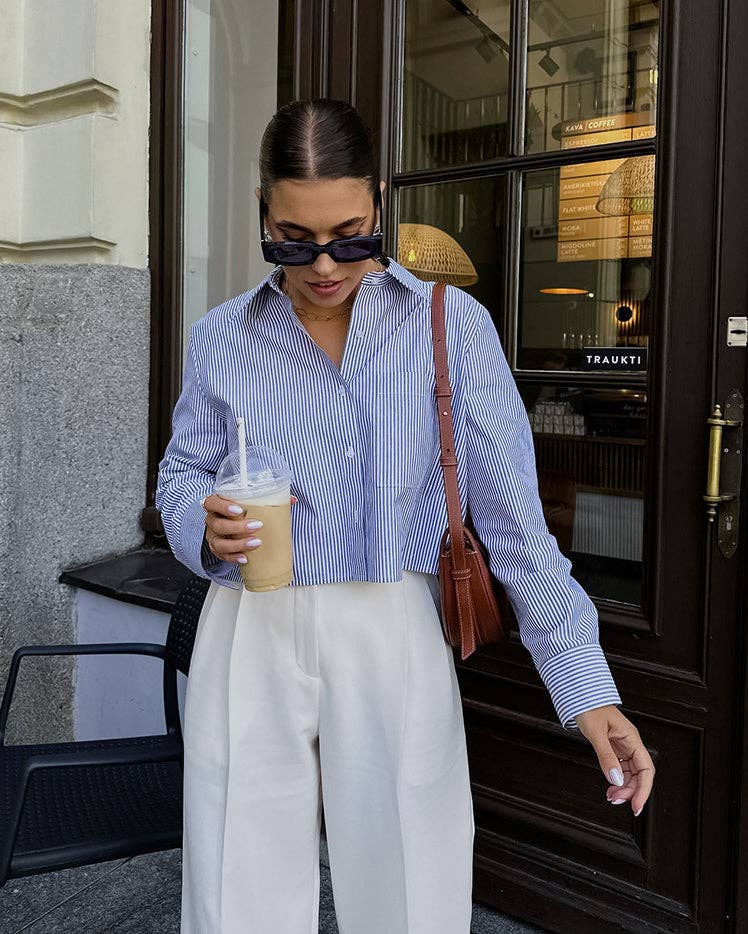 Ladies Stripe Long Sleeves Shirt