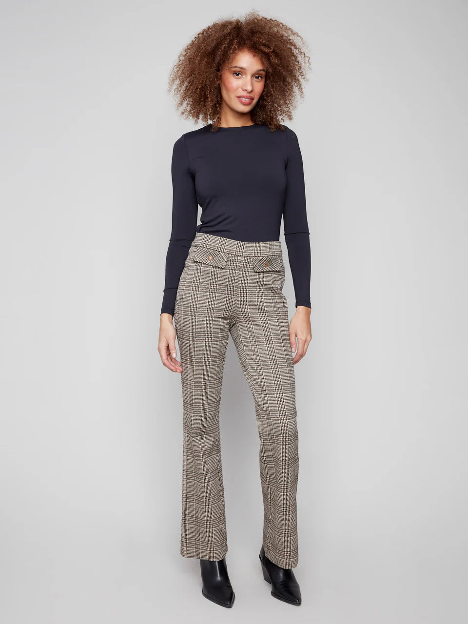 Glen Plaid Flare Pants